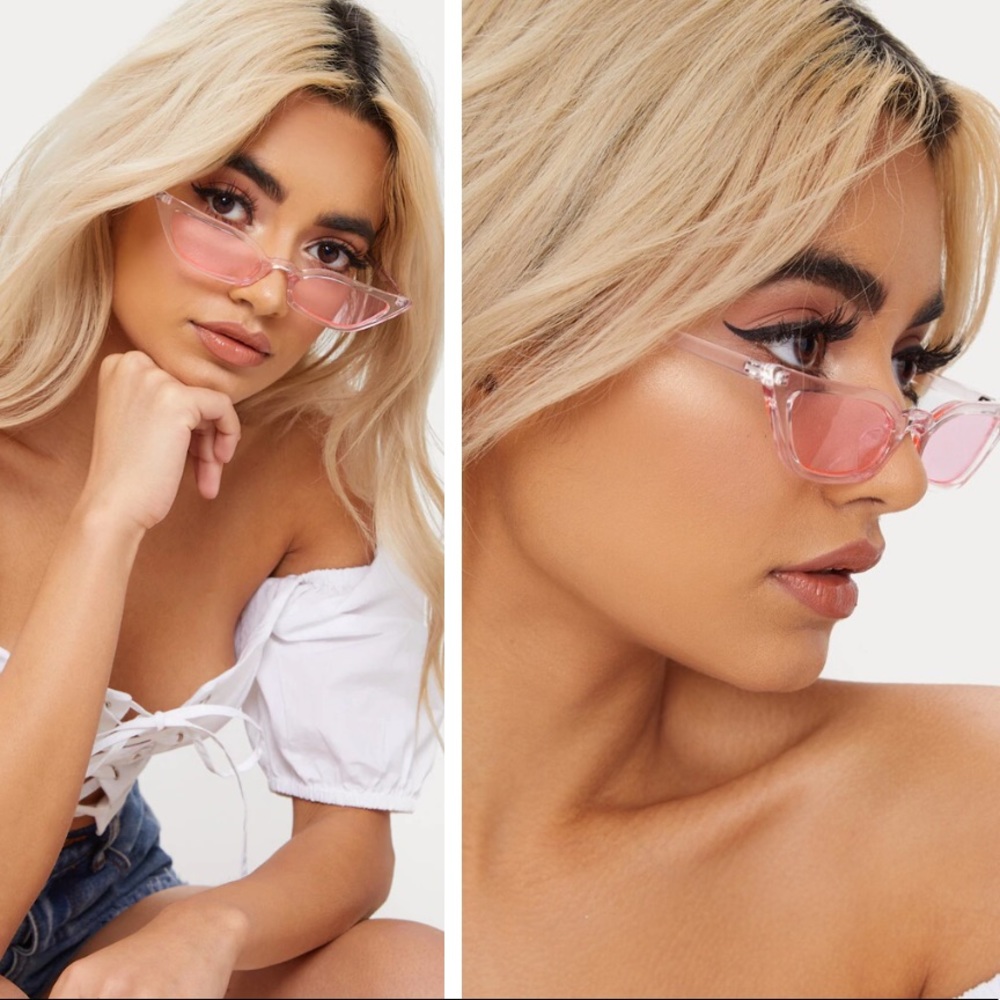 PrettyLittleThing Pink Clear Cat Eye Sunglasses